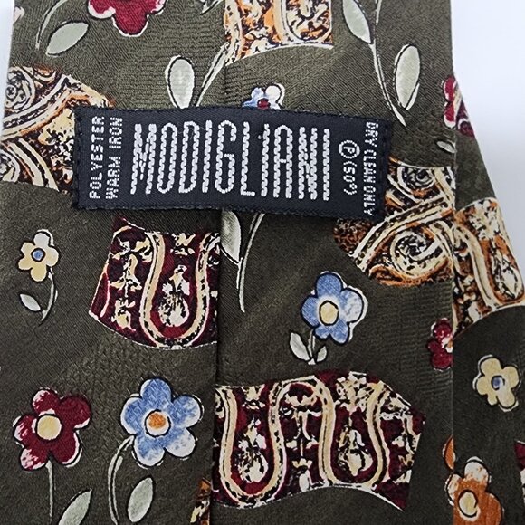 Modigliani Men's Floral Paisley Polyester Tie Australia 3.75" Wide 57.5" Long - Picture 5 of 6
